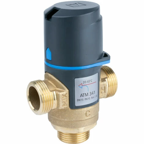 AFRISO Mitigeur Thermostatique ATM 341 DN15, G3/4", Plage De Température 20-43°C, Kvs 1.6 2 AFRISO Mitigeur Thermostatique ATM 341 DN15, G3/4", Plage De Température 20-43°C, Kvs 1.6 – Image 2